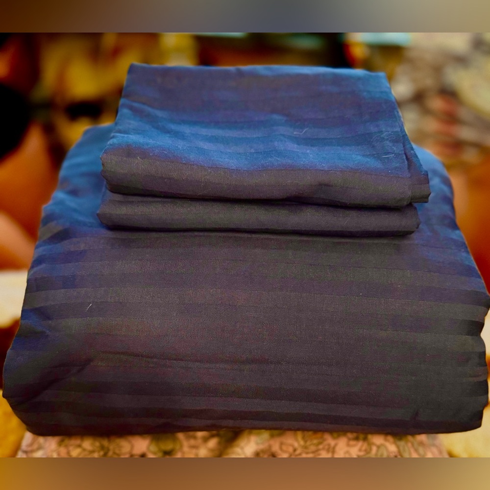 Navy Blue Queen cotton sheet Set